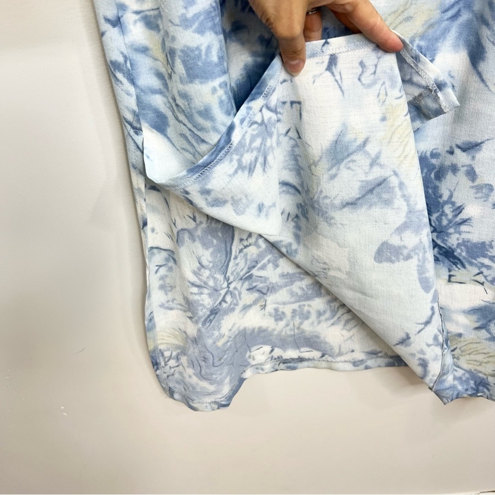 Vintage 80s 90s blue white abstract floral sleeveless long maxi shift dress 14 - Picture 8 of 11